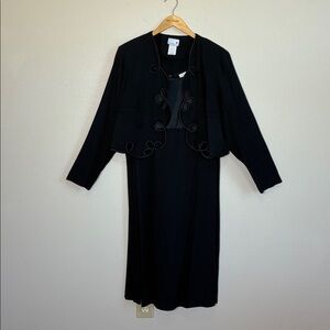 SCARLETT Women Plus‎ 22W Vintage Black 2 Piece Suit Dress Jacket Mixed Media USA